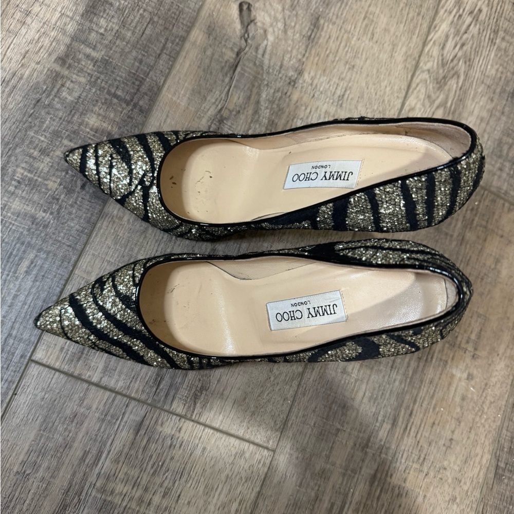 Jimmy Choo Black and Gold Women's Shoes